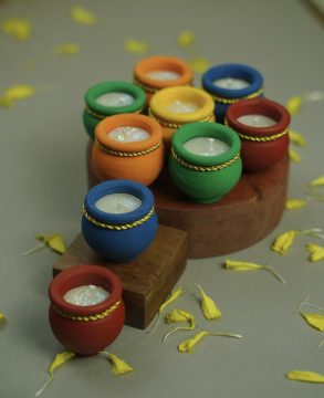 Nine-Piece Handcrafted Terracotta Matki Candle Set